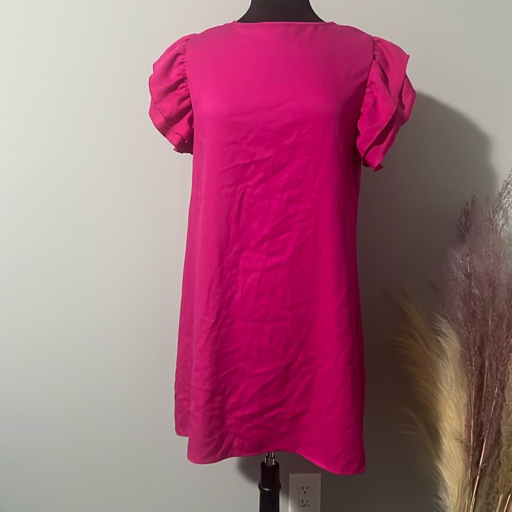 Flutter Sleeve Pink Dress